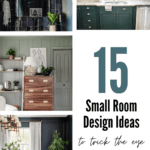 15 small room ideas for decorating, furniture selecting, choosing paint colors, and utilizing function to make a space look bigger. 